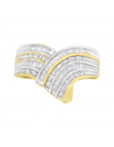 10K Yellow and White Gold 1/2 ct TDW Diamond Bypass Ring (I-JI2-I3) le des métaux précieux