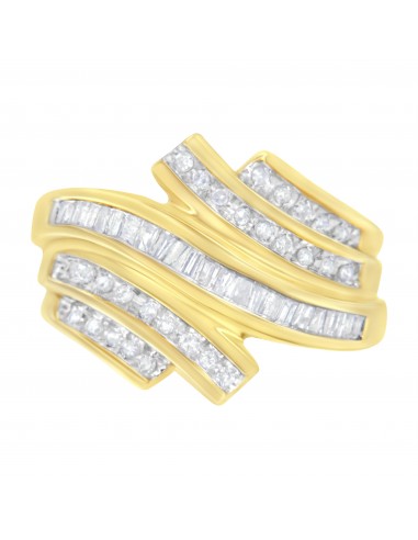 10K Yellow Gold 1/2 ct TDW Diamond Bypass Ring (H-II1-I2) Jusqu'à 80% De Réduction