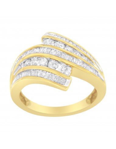 10K Yellow Gold 1 ct TDW Diamond Bypass Ring (H-II1-I2) rembourrage situé sous