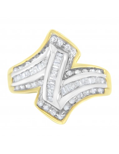 10K Yellow and White Gold 1/2 Carat TDW Diamond Cocktail Ring (H-II2-I3) prix pour 