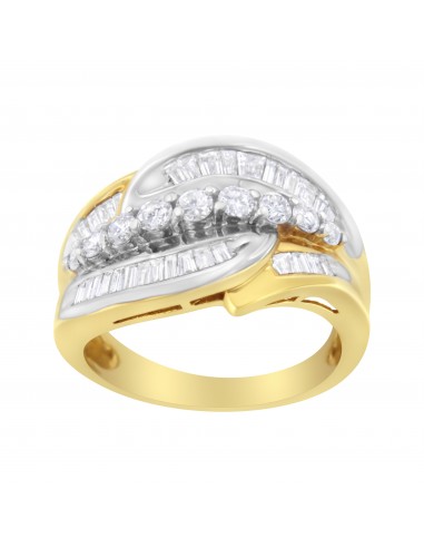 14K Yellow and White Gold 1 ct TDW Diamond Modern Band Ring (H-ISI1-SI2) ou a consommer sur place