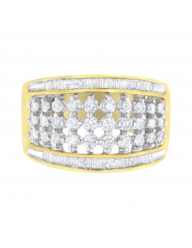 10kt Yellow Gold 1ct TDW Diamond Modern Band Ring (H-II1-I2) brillant des détails fins