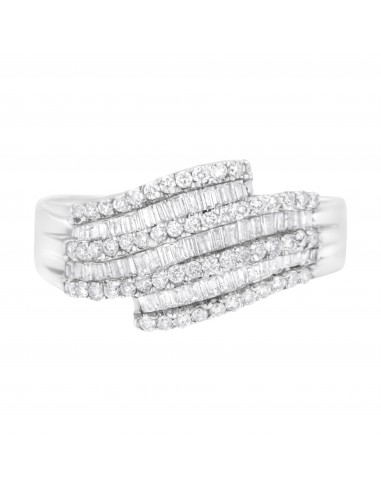 14kt White Gold 1 ct TDW Diamond Modern Band Ring (H-ISI1-SI2) basket pas cher