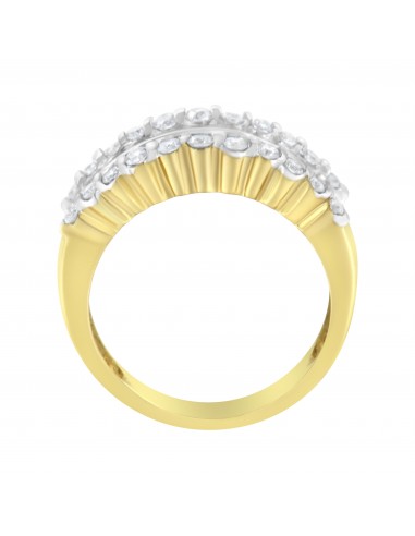 10kt Two-Tone Gold 1ct TDW Diamond Modern Band Ring (H-II1-I2) Véritable concentré