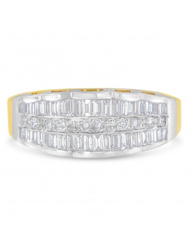 14K Two-Toned Gold 1ct TDW Round And Baguette Cut Diamond Modern Band (H-ISI1-SI2) 50-70% off 