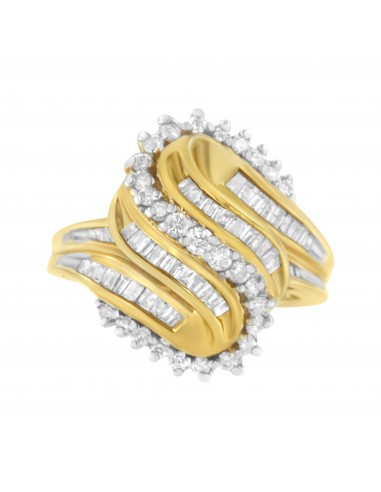 14kt Yellow and White Gold 1ct TDW Diamond Bypass Ring (H-II1-I2) Véritable concentré