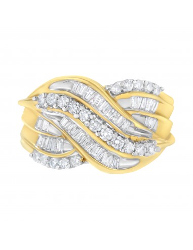 10kt Yellow Gold 1ct TDW Diamond Bypass Ring (H-ISI2-I1) Dans la société mordern