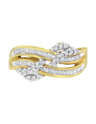 14kt Yellow Gold 1/2ct TDW Round and Baguette cut Diamond Ring Band (I-JI1-I2) rembourrage situé sous