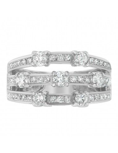 14k White Gold 1 1/4ct TDW Diamond Three Row Cocktail Ring (H-ISI2-I1) ouvre sa boutique