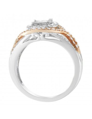 10k Two-Toned Gold 7/8ct TDW Mixed-Cut Diamond Composite Frame Ring(H-ISI1-SI2) commande en ligne