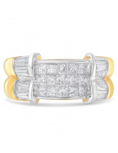 14kt Two-Toned 1 1/2ct TDW Princess and Baguette cut Diamond Ring (H-ISI1-SI2) hantent personnes