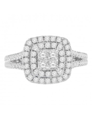 10k White Gold 3/4ct TDW Round and Princess Diamond Composite Ring (H-ISI2-I1) de technologie