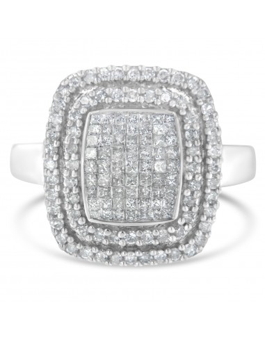 10kt White Gold 1ct TDW Round and Princess cut Diamond Ring (H-II1-I2) pour bénéficier 