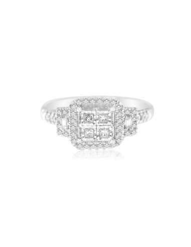 10k White Gold 1/2ct TDW Mixed-Cut Diamond Fashion Ring (H-ISI1-SI2) français