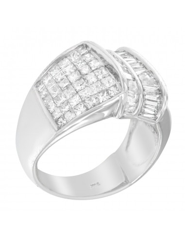 14K White Gold 3ct.TDW Princess And Baguette Cut Diamond Ring(H-ISI1-SI2) Comparez et commandez 