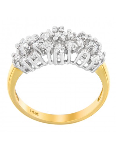 14K Two-Tone Gold 1ct. TDW 3-stone Cluster Diamond Ring (I-JI1-I2) de l' environnement