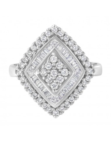 14K White Gold 1ct. TDW  Diamond Cluster Ring (H-ISI2-I1) Fin de série