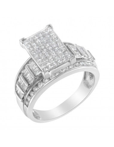 10K White Gold 2ct TDW Round Baguette and Princess Cut Diamond Ring(H-I SI2-I1) de votre