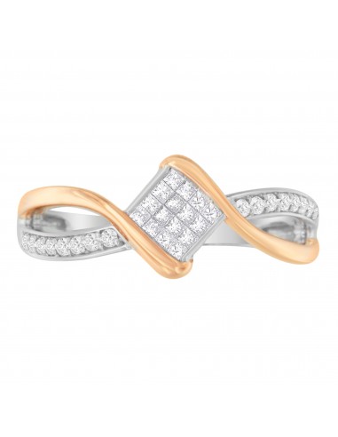 10k Two-Toned Gold 1/4ct TDW Round and Princess Cut Diamond Fashion Ring (H-I SI2-I1) votre restaurant rapide dans 