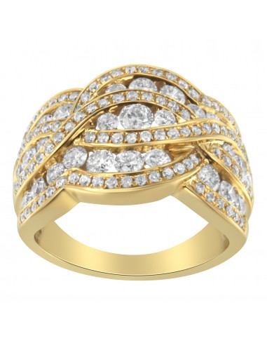 10K Yellow Gold 2 ct TDW Diamond Cluster Bypass Ring(H-II1-I2) Profitez des Offres !