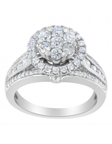 10K White Gold 1 1/2 ct TDW Diamond Halo Ring (H-II1-I2) 50% de réduction en Octobre 2024