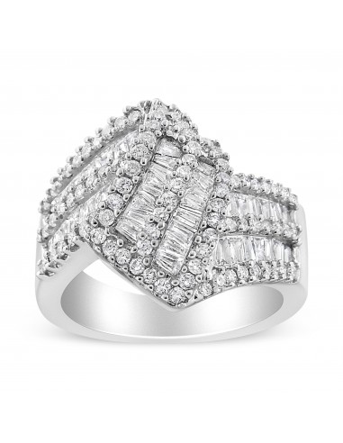 10k White Gold 1 1/2ct TDW Round and Baguette-cut Diamond Ring (H-I I1-I2) offre 