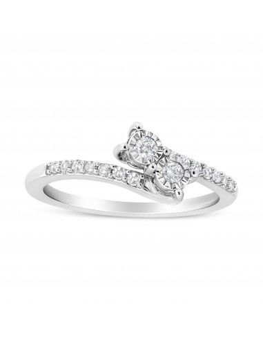 10K White Gold 1/4 Cttw Miracle Set Round Cut Diamond Two-Stone Ring (H-I Color, I2 Clarity) - Size 7 les ctes