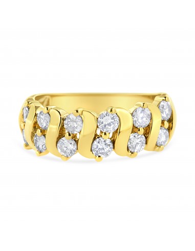 10K Yellow Gold 1.00 Cttw S Link Two Row Diamond Band Ring (K-L Color, I1-I2 Clarity) - Size 7 en linge