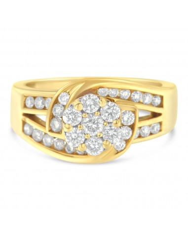 10k Yellow Gold 1ct TDW Diamond Cluster Swirl Ring (H-ISI2-I1) 2 - 3 jours ouvrés.