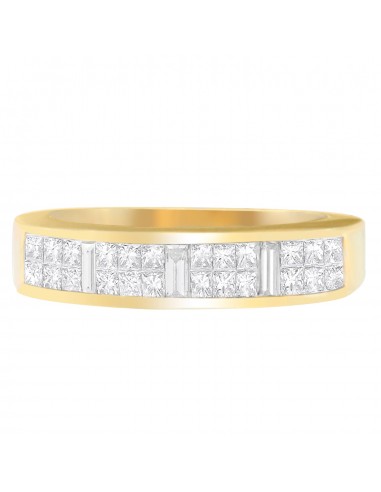 14K Yellow Gold 5/8ct. Baguette and Princess-cut Diamond Ring Band (I-JSI2-I1) français