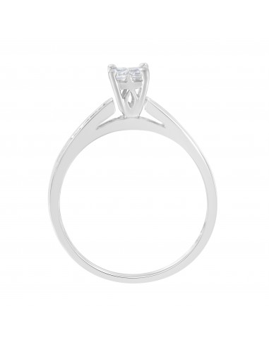 18K White Gold 1/2ct TDW Princess and Baguette Diamond  Ring (H-IVS1-VS2) de France