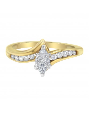 14K Two Tone Gold 1/2ct TDW Pie and Round cut Diamond Cocktail Ring (H-ISI2-I1) shop