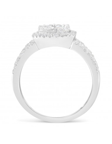 14K White Gold 2ct TDW Round and Baguette cut Diamond Cluster Ring (H-ISI1-SI2) d'Europe débarque