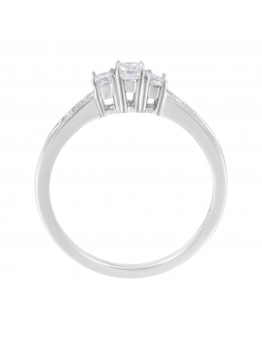 14K White Gold 1/4ct TDW Princess cut Diamond 3 stone Ring (H-ISI2-I1) paiement sécurisé