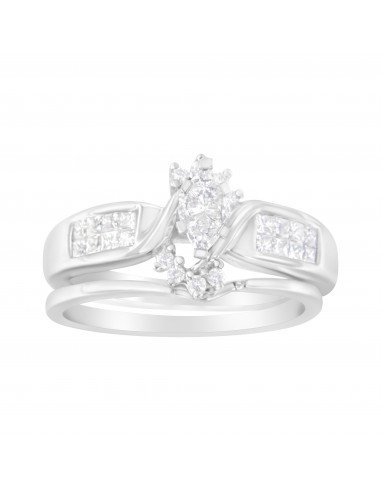 14K White Gold 1/2 ct TDW Diamond Engagement Ring Set (H-ISI1-SI2) Fin de série