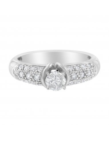 14K White Gold 1/2ct TDW Pie and Round cut Diamond Solitaire Ring (H-ISI1-SI2) Les êtres humains sont 