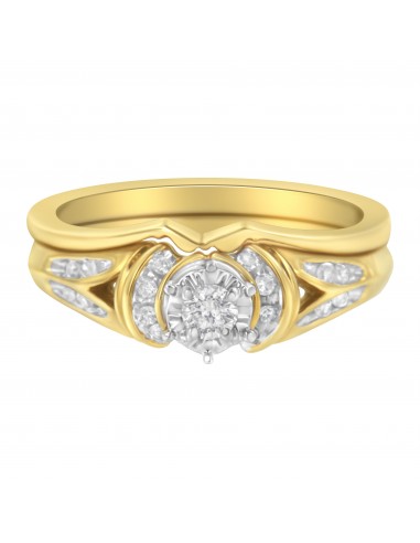 14K Two Tone 1/4ct TDW Round cut Diamond Engagement Ring Set (H-ISI2-I1) s'inspire de l'anatomie humaine