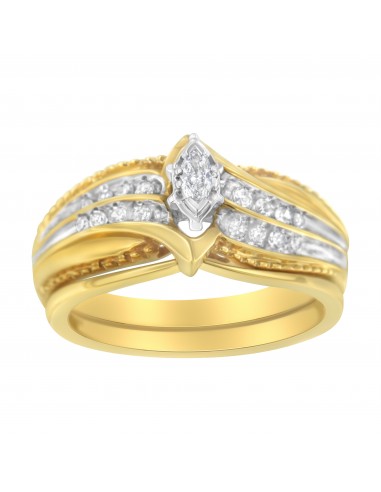 14K Two Tone Gold 1/4ct TDW Marquise Diamond Engagement Ring Set (H-ISI2-I1) online