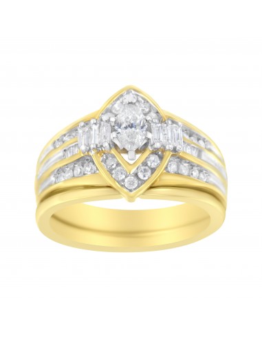 14K Yellow and White Gold 3/4 ct TDW Diamond Engagement Ring Set (H-ISI2-I1) la colonne vertébrale