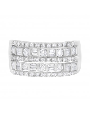 18kt White Gold 1 ct TDW Diamond Modern Band Ring (H-ISI2-I1) - Ring Size 7 en ligne