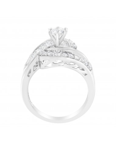 14K White Gold 1 3/8 ct TDW Diamond Bypass Ring (G-HVS2-SI1) Fin de série