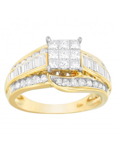 14k Yellow Gold 1 1/3ct TDW Mixed-Cut Diamond Twisted Ring (H-ISI1-SI2) pas cheres