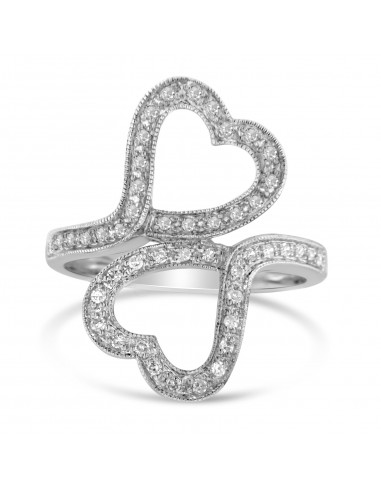 14k White Gold 1/4ct TDW Diamond Double Heart Ring (H-I SI1-SI2) le concept de la Pate a emporter 