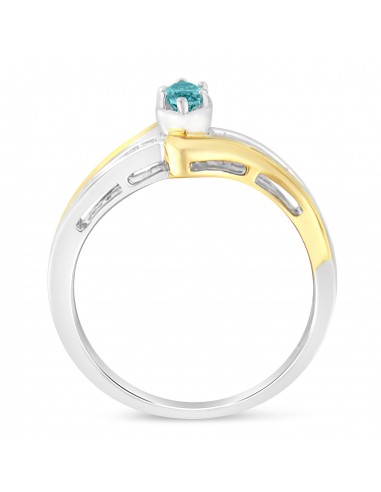 14k Two-Toned Gold 3/8ct TDW Round Baguette and Treated Blue Marquise Diamond Ring(H-I SI2-I1) Voir les baskets