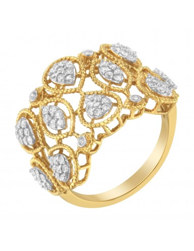 14K Yellow Gold Diamond Art Deco Ring (1/2 Cttw, H-I Color, I1 Clarity) - Size 7 En savoir plus