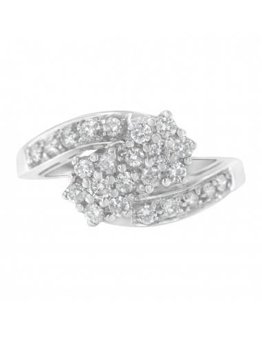 14KT White Gold Diamond Cluster Ring Band (7/8 cttw, H-I Color, I1-I2 Clarity) votre