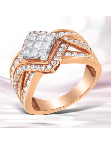 Two-Tone 10KT Gold Diamond Bypass Cocktail Ring (1 1/2 cttw, H-I Color, I1-I2 Clarity) pas cheres