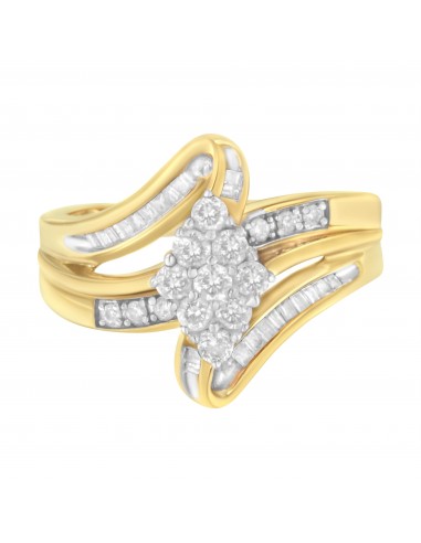 10K Yellow Gold 1/2 cttw Diamond Cluster Cocktail Ring (J-K Clarity, I1-I2 Color) - Size 7 Livraison rapide