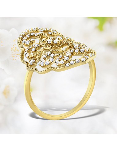 10K Yellow Gold 1/2 Cttw Round-Cut Diamond Art Deco Cocktail Ring (H-I Color, I1-I2 Clarity) - Size 7 offre 