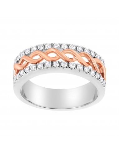 10K White and Rose Gold 1/3 Cttw Diamond Split Shank and Infinity Ribbon Band Ring (I-J Color, I1-I2 Clarity) - Size 6 en ligne